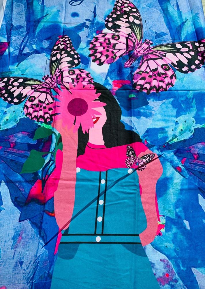 1 Pc Women's Unstitched Swiss Lawn Printed Shirt