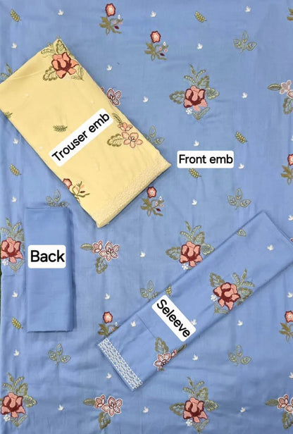 2 Pcs Women's Unstitched Embroidered Suit