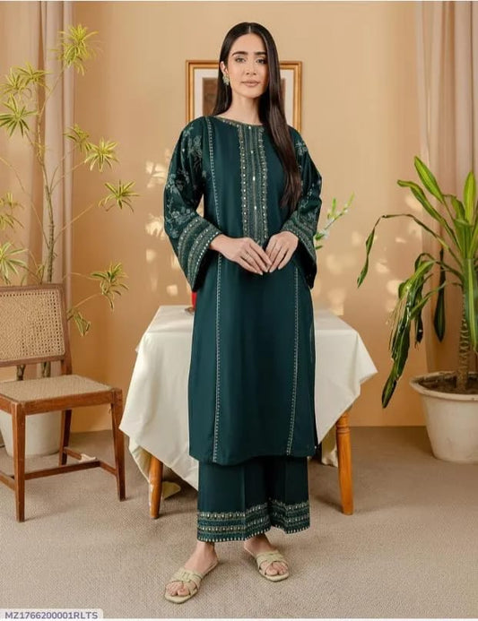 2 Pcs Women's Unstitched Printed Suit