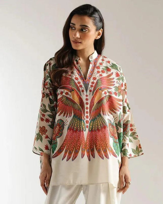 1 Pc Women's Stitched Lawn Digital Print Top