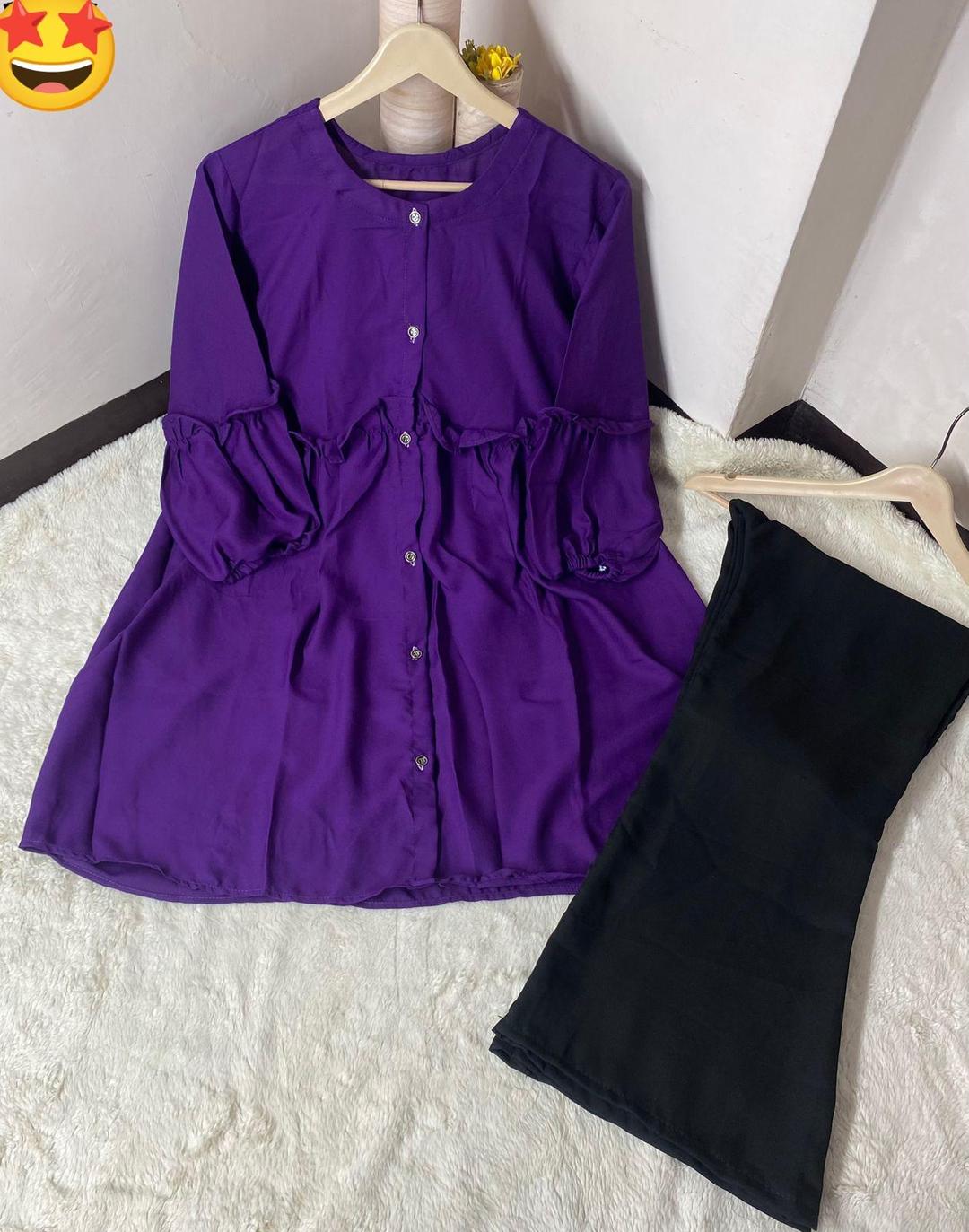 2 Pcs Women's Stitched Plain Shirt And Trouser