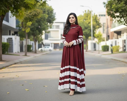 3 Pcs Women's Stitched Crinkle Chiffon Applique Suit