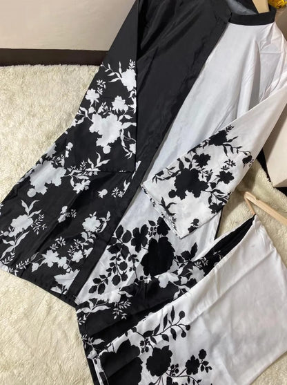 2 Pcs Women's Stitched Swiss Lawn Digital Print Shirt And Trouser