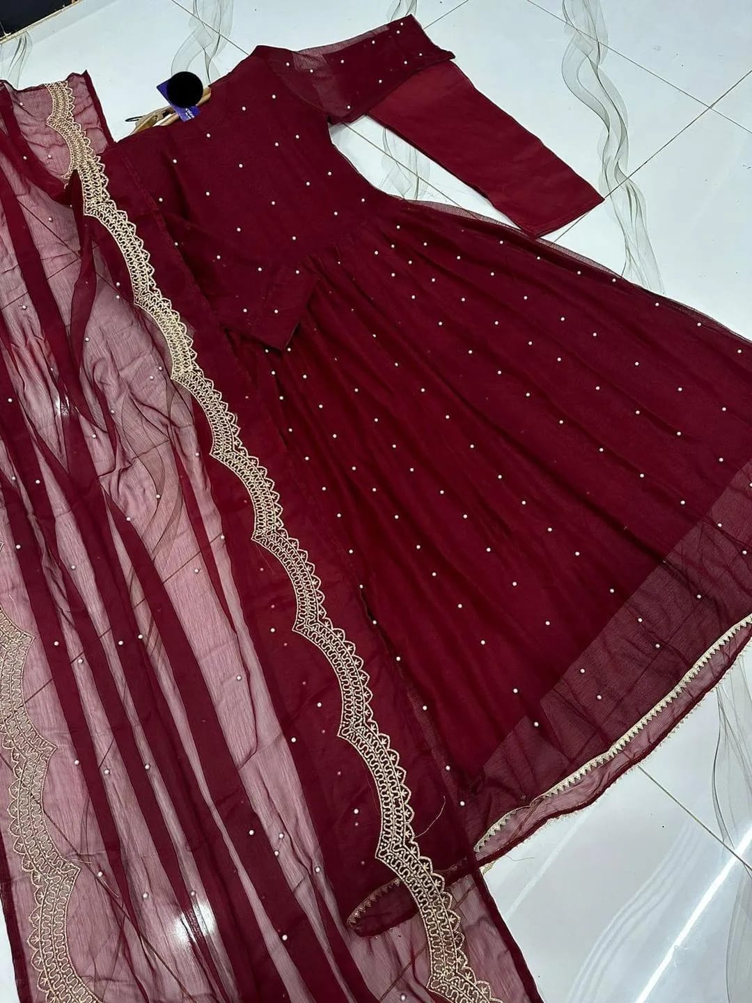 3 Pcs Women's Stitched Chiffon Embroidered Suit