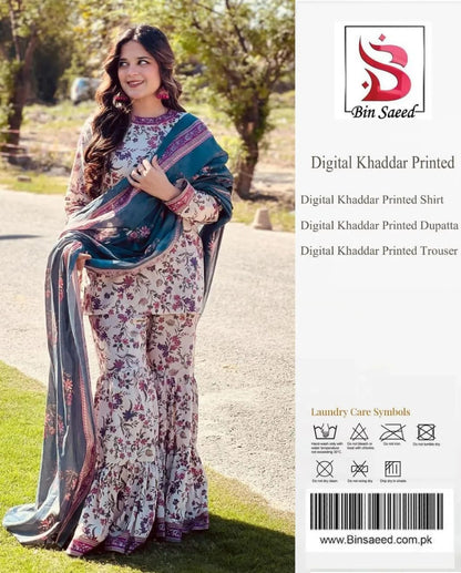 3 Pcs Women's Unstitched Printed Suit