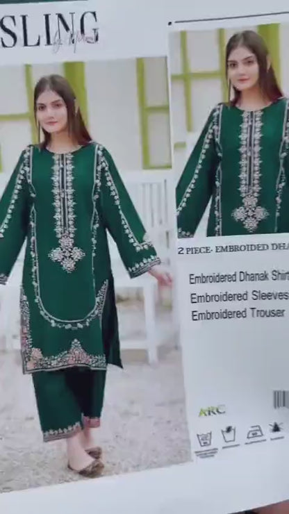 2 Pcs Women's Unstitched Embroidered Suit